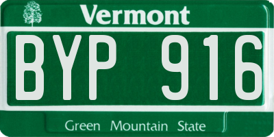 VT license plate BYP916