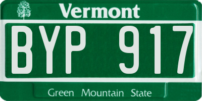 VT license plate BYP917