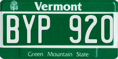 VT license plate BYP920