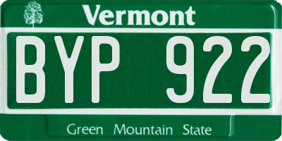 VT license plate BYP922