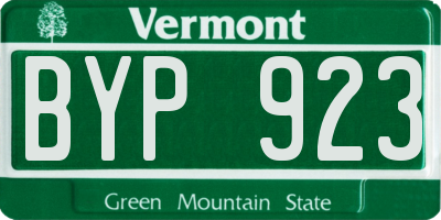 VT license plate BYP923