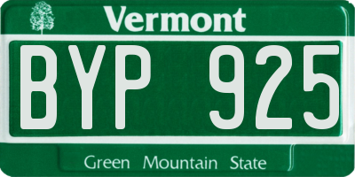 VT license plate BYP925