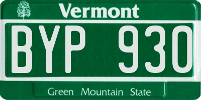 VT license plate BYP930