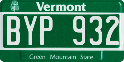 VT license plate BYP932