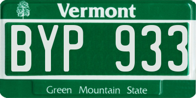 VT license plate BYP933