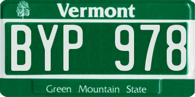 VT license plate BYP978