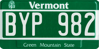 VT license plate BYP982