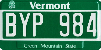 VT license plate BYP984