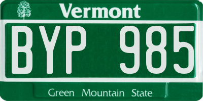 VT license plate BYP985