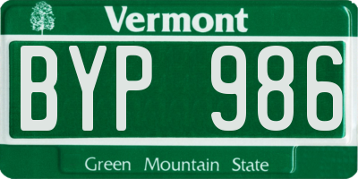 VT license plate BYP986