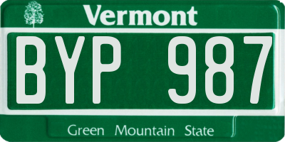 VT license plate BYP987