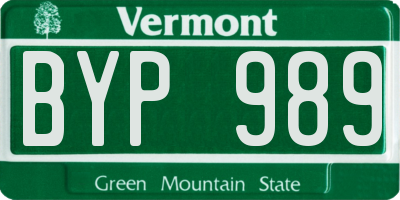 VT license plate BYP989