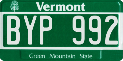 VT license plate BYP992