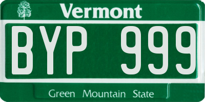 VT license plate BYP999