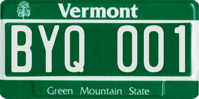 VT license plate BYQ001