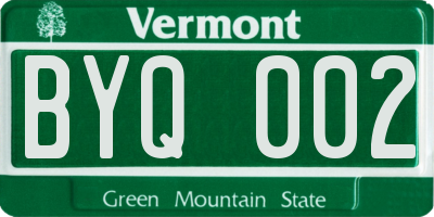 VT license plate BYQ002