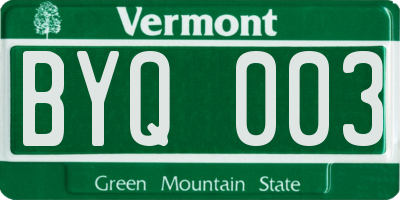 VT license plate BYQ003