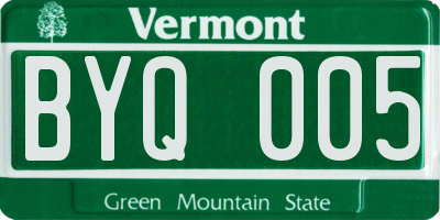 VT license plate BYQ005