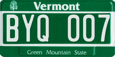 VT license plate BYQ007