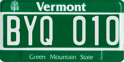 VT license plate BYQ010