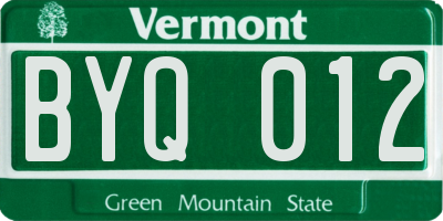 VT license plate BYQ012