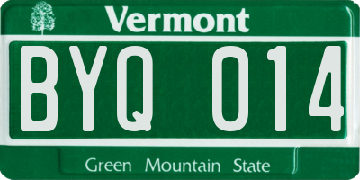 VT license plate BYQ014
