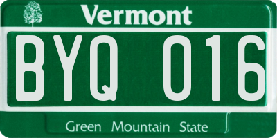 VT license plate BYQ016