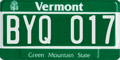 VT license plate BYQ017