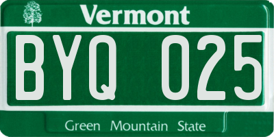 VT license plate BYQ025