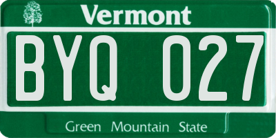 VT license plate BYQ027