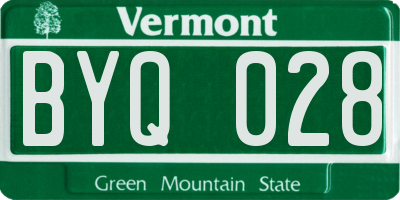 VT license plate BYQ028