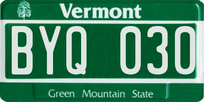 VT license plate BYQ030