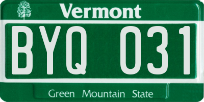 VT license plate BYQ031