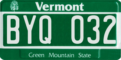 VT license plate BYQ032
