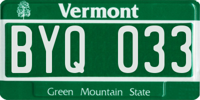 VT license plate BYQ033