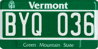 VT license plate BYQ036