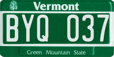 VT license plate BYQ037