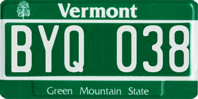 VT license plate BYQ038