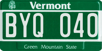 VT license plate BYQ040