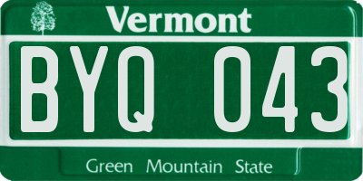 VT license plate BYQ043