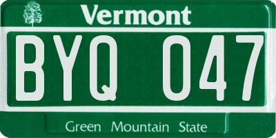 VT license plate BYQ047