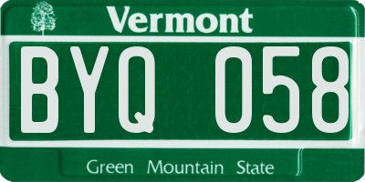 VT license plate BYQ058