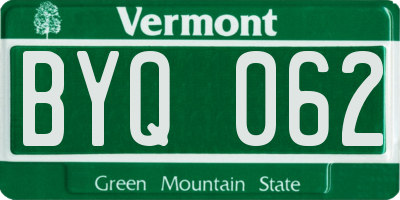 VT license plate BYQ062