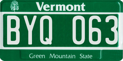 VT license plate BYQ063