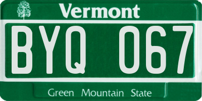 VT license plate BYQ067