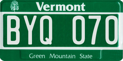 VT license plate BYQ070