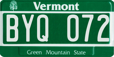 VT license plate BYQ072