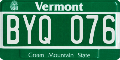 VT license plate BYQ076