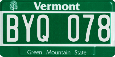 VT license plate BYQ078