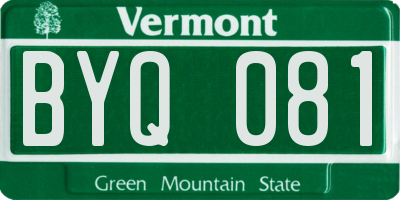 VT license plate BYQ081